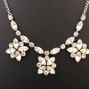 Vintage Clear Rhinestone Necklace Center Drop